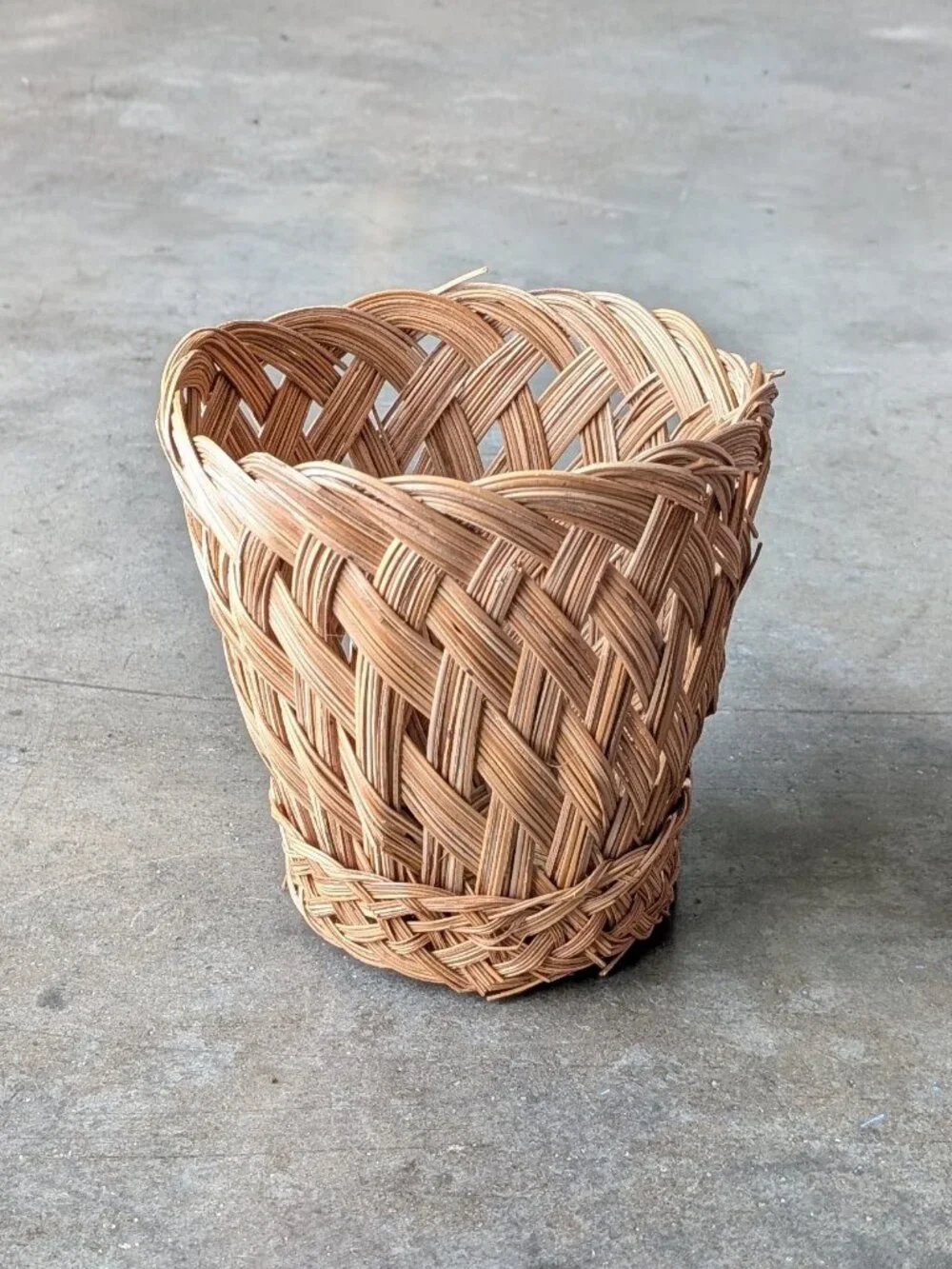 Vintage Brown Wicker Straw Basket Planters Set of Two